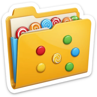 file folder with yellow candy picture on front sticker
