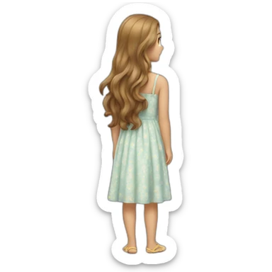 Long haired girl looking back in a sundress sticker