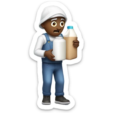 Scared man holding milk carton sticker