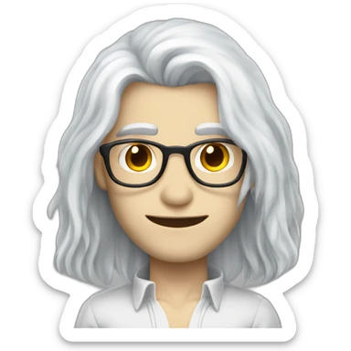 vampire librarian with blue eyes and long white hair handsome male sticker