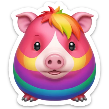 rainbow colored gunea pig sticker