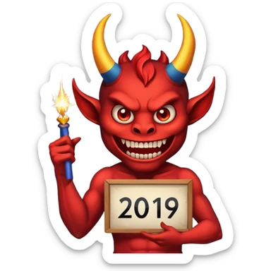 Demon , HAPPY NEW YEARS sign, Fireworks sticker