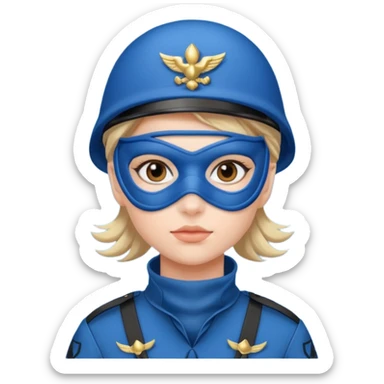 girl soldier with blue mask sticker