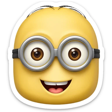 minion face emoji, playful and friendly, winking sticker