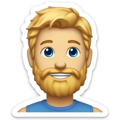 gleddyn with blue eyes and a blonde beard smiling full face hearts on their cheeks sticker