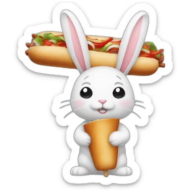 Lapin qui court derriere un kebab sticker
