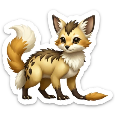 Epic Feral Rare Fantasy shiny cool fluffy Vernid-Trico-species-hybrid-animal by LiLaiRa, random markings, tufted tail, tufted ears, full body sticker