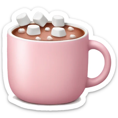 Light Pink mug of hot chocolate with marshmallows  sticker