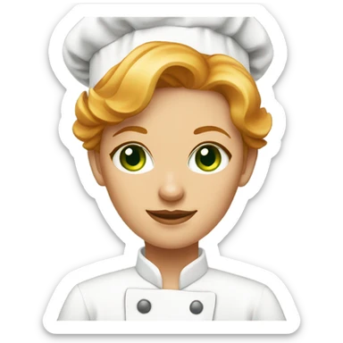 green eyed short strawberry blonde female chef sticker