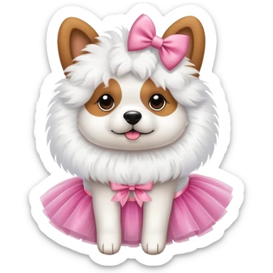 Dog with a bow and tutu sticker