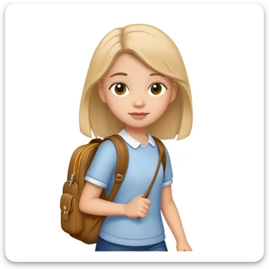 a teen girl with school bag walking sticker