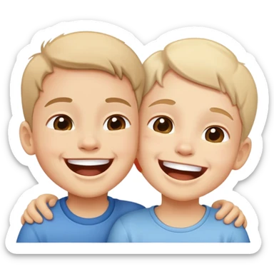 two children laughing together, happy and friendly sticker