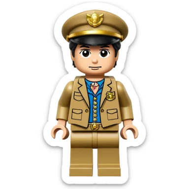 Jotaro Kujo as lego minifigure, full lego figurine view sticker