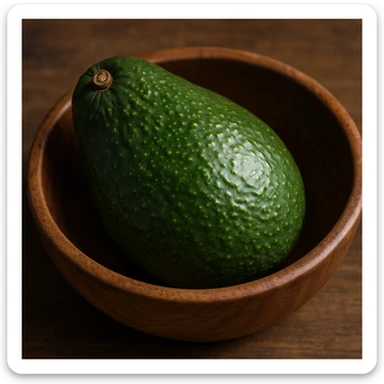 photo realistic avocado in a wooden bowl sticker