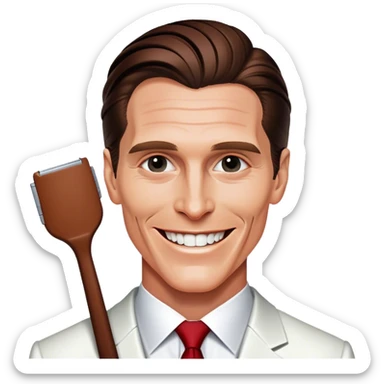 Patrick Bateman of American Psycho, smiling  sticker