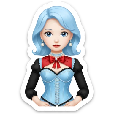 baby blue lace pearls rhinestone corset sticker