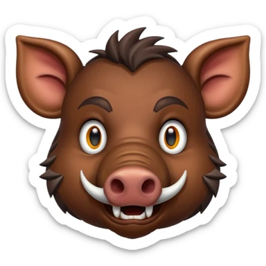 Wild boar face with long tusks emoji realistic sticker