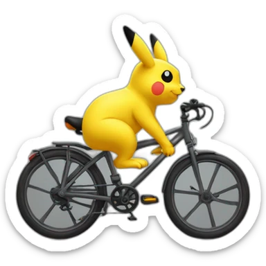 pickachu sur un velo a l'envers sticker