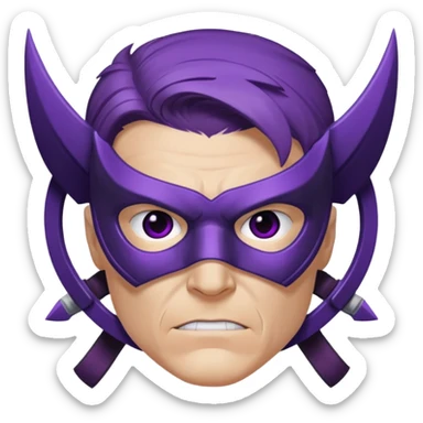 hawkeye marvel superhero with iconic purple mask headshot sticker