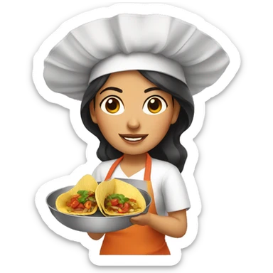 Mexican woman cooking tacos sticker