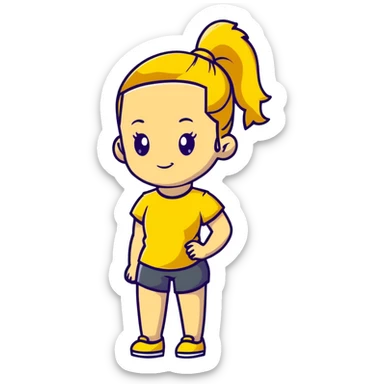 girl avatar with ponytail and yellow t-shirt sticker