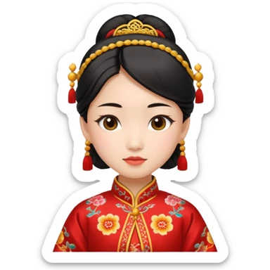 Asian girl wearing traditional Chinese clothes sticker