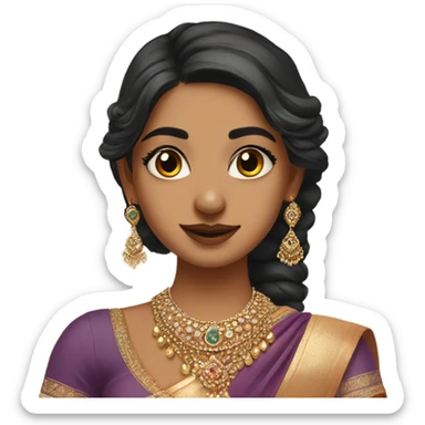 A desi girl wearing an ethereal sari and a nose ring and a lot of jewellery  sticker
