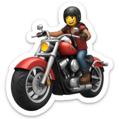Skin biker on red harley sticker