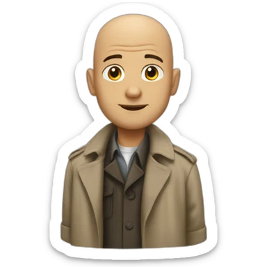bald man in trenchcoat sticker