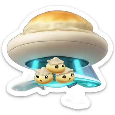 Flying UFO with dumplings sticker