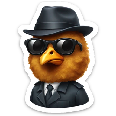 Chicken nugget warring a hat with sub glasses and detective suit sticker