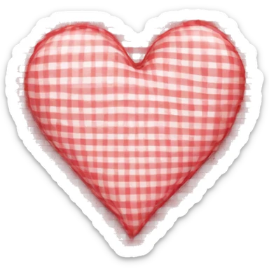 red and white gingham heart sticker