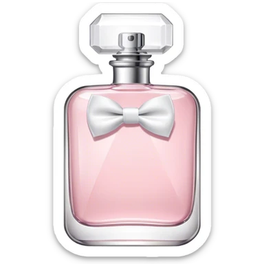 Pretty dainty Pastel pink Perfume bottle with a white bow tie and with a white label on  sticker