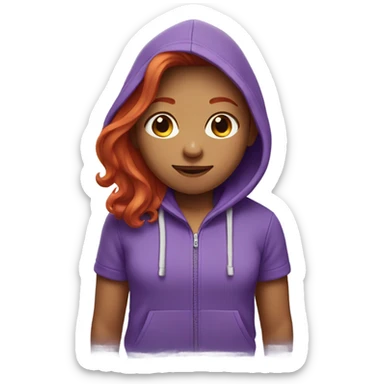 Girl with red hair and a purple hoodie sticker