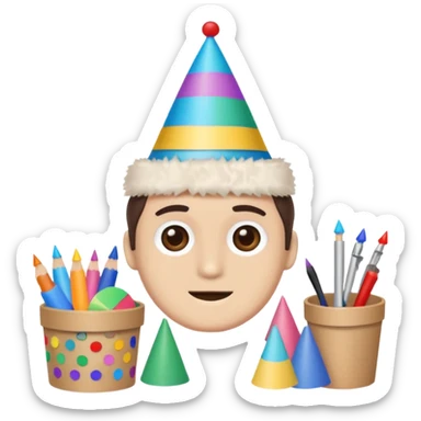 Party prismo with craft supplies sticker