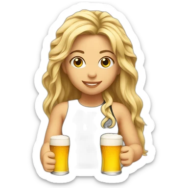 Shakira with beer sticker
