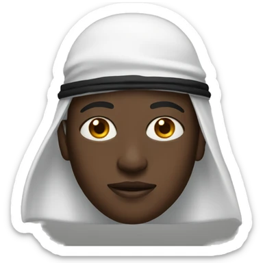 full black person with white eyes wearing a arabic hat sticker