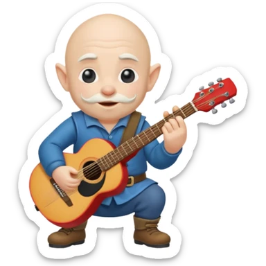 Bald gnome playing guitar sticker
