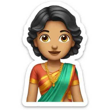 Girl wearing Bengali saree sticker