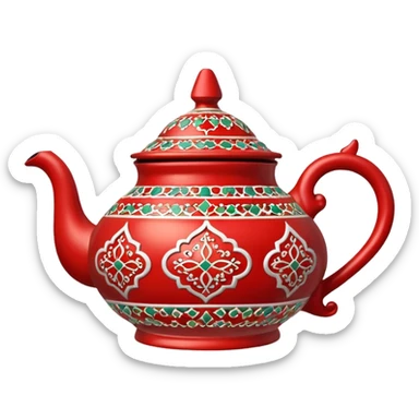 moroccan style ornamented red teapot sticker
