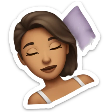 Brunette girl, tanned skin, sleeping in bed sticker