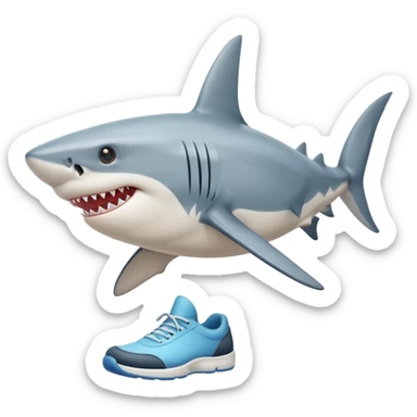 a shark with legs wearing shoes sticker