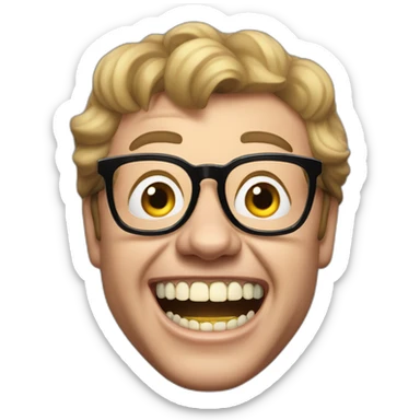 Allan Carr with giant teeth sticker