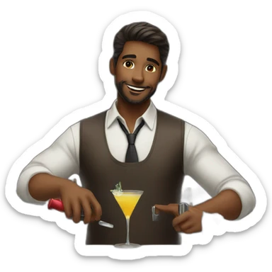 Bartender preparing a drink sticker