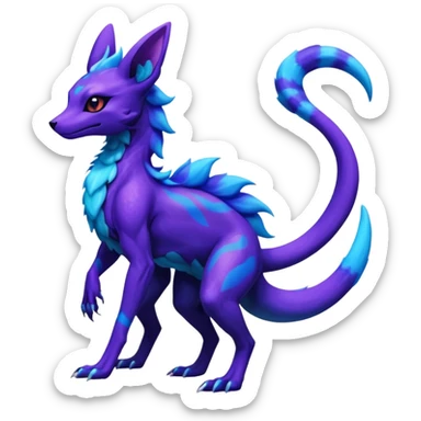Gothic Scaley Exotic Salandit-Umbreon-Suicune-Fakémon-hybrid-creature (full body), 4 legs sticker