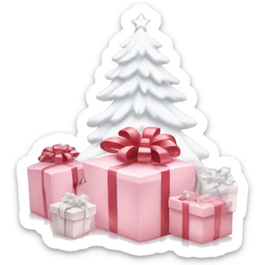 Light pink Christmas gifts under a white Christmas tree  sticker