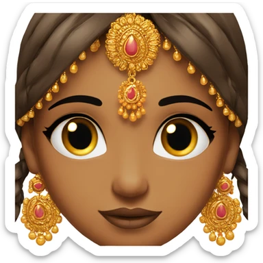 Indian women with bindi and jhunkhas and nice makeup sticker