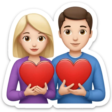 a couple hold heart books sticker