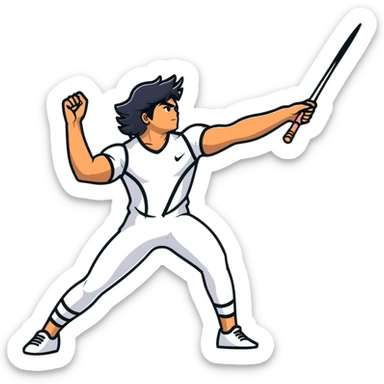 Neeraj Chopra throwing javelin in competition, dynamic pose sticker