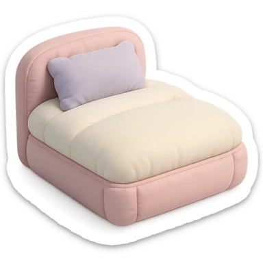 soft cushion style illustration of a bed, pastel colors sticker